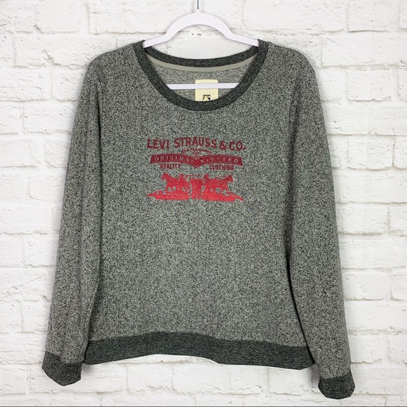 Levi's Tops - Levi’s Graphic Spellout Gray Crewneck Sweatshirt